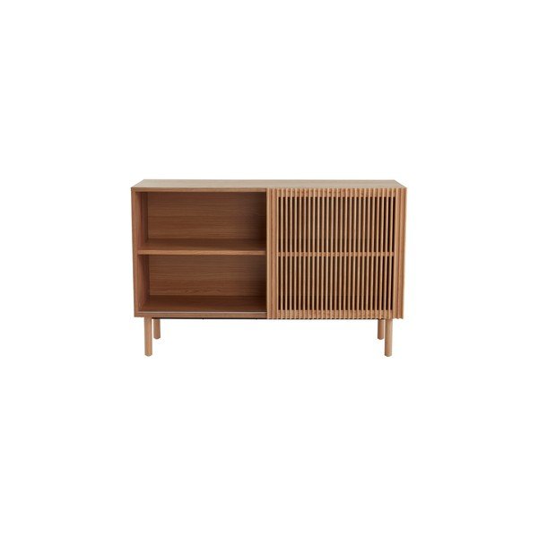 Skříňka v dekoru jasanu s posuvnými dveřmi v přírodní barvě 124x80x45 cm Sion – Jotex-image-3