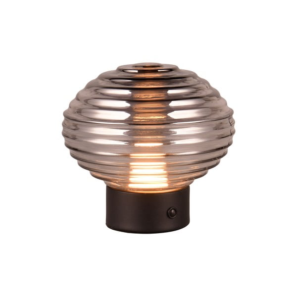 Černo-šedá stmívatelná LED stolní lampa se skleněným stínidlem (výška 14,5 cm) Earl – Trio-image-1