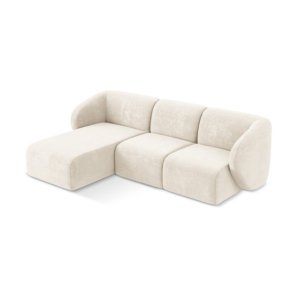 Béžová žinylková rohová pohovka (levý roh/s lenoškou) Lani – Makamii-image-2