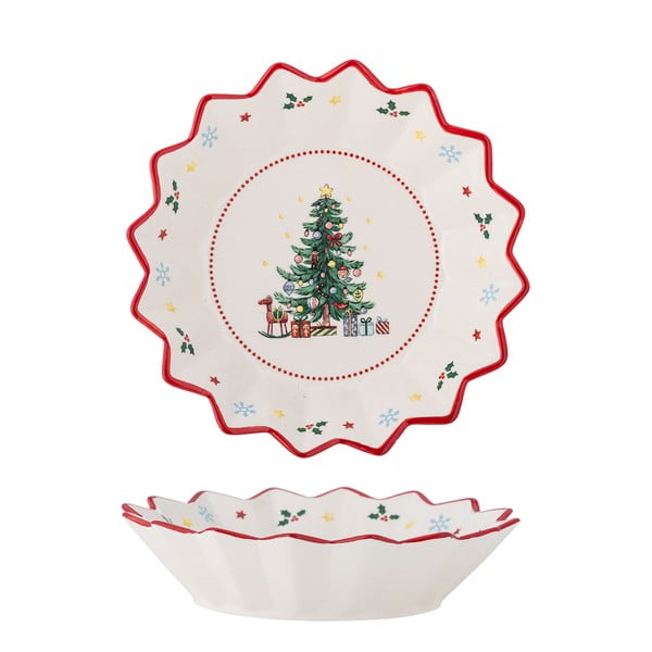 Červeno-krémový servírovací keramický talíř s vánočním motivem ø 20 cm Naive – Bloomingville-image-3