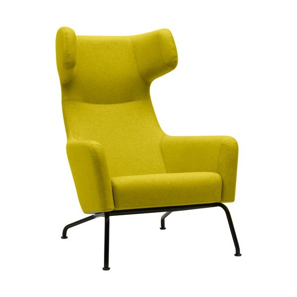 Žluté křeslo ušák s černými nohami Softline Havana-image-1