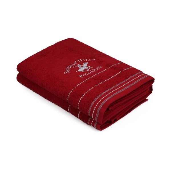 Sada 2 červených ručníků Polo Club, 70 x 140 cm