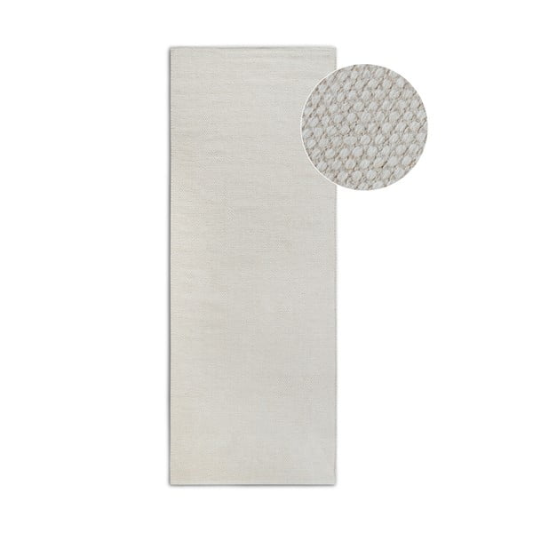 Krémový ručně tkaný běhoun s příměsí vlny 80x200 cm Pradesh Natural White – Elle Decoration