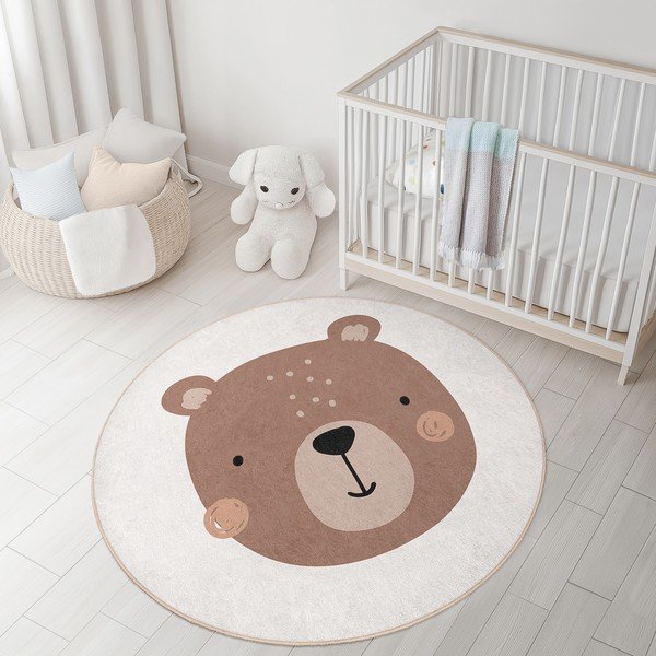 Hnědý/krémový pratelný dětský koberec ø120 cm Teddy Bear – Mila Home-image-2