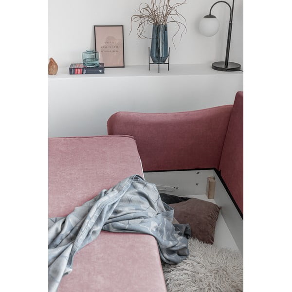 Růžová sametová rozkládací pohovka Miuform Tender Eddie-image-1