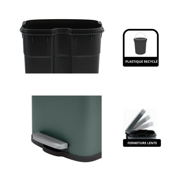 Tmavě zelený nášlapný ocelový odpadkový koš 5 l   Akira – Spirella-image-3