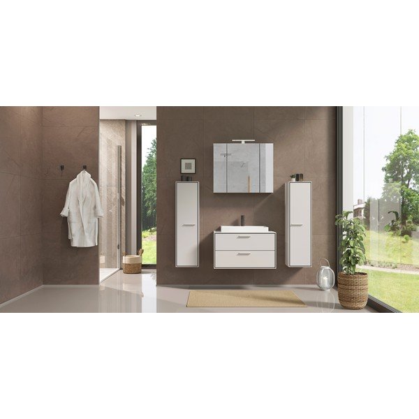 Šedobéžová závěsná skříňka s umyvadlem 80x47 cm Sovana – Germania-image-1