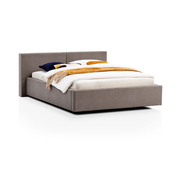 Světle hnědá čalouněná dvoulůžková postel bez roštu 140x200 cm Cube – Meise Möbel-image-4