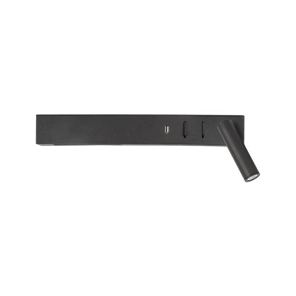 Matně černé kovové LED nástěnné svítidlo s ohybatelnou konstrukcí/s USB portem Vida – Nova Luce