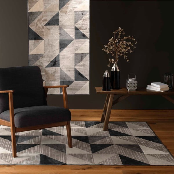 Šedo-béžový koberec s příměsí bavlny 68x110 cm Graphic – douceur d'intérieur-image-2