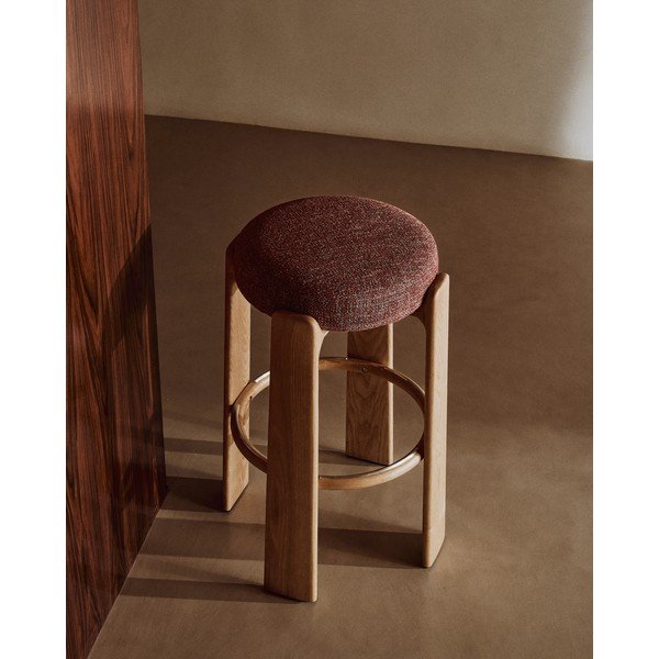 Barová stolička z jasanového dřeva v terakotové barvě/v tmavě přírodní barvě (výška sedáku 75 cm) Granite – Kave Home-image-1