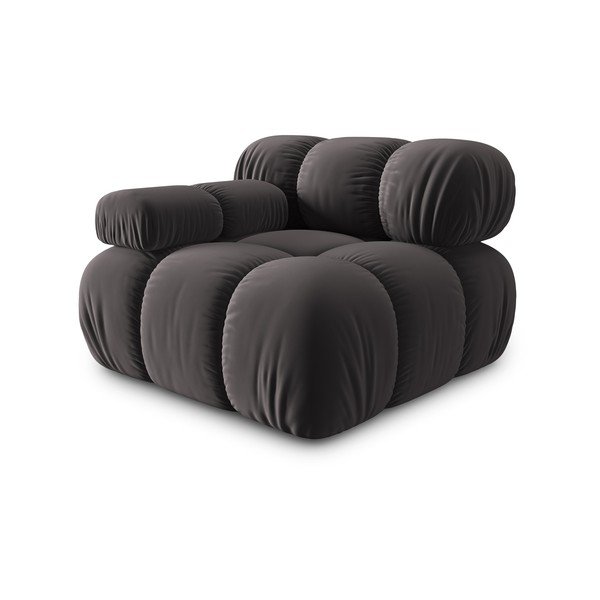 Tmavě šedý sametový modul pohovky (levý roh) Bellis – Micadoni Home-image-3