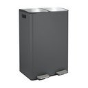 Tmavě šedý ocelový odpadkový koš 2x30 l na tříděný odpad/nášlapný   Aliya – Spirella