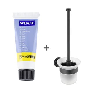 Matně černá samodržící skleněná WC štětka Bosio – Wenko