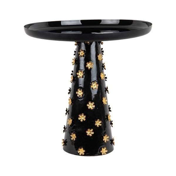 Kovový kulatý odkládací stolek ø 50 cm Golden Flowers – Leitmotiv