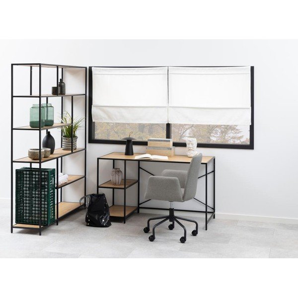 Knihovna v dekoru dubu v černo-přírodní barvě 135x185 cm Seaford – Actona-image-1