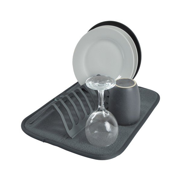 Šedá plastová odkapávací podložka na nádobí 36x28 cm – Homéa-image-1