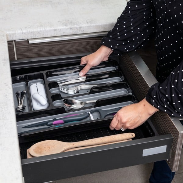 Černošedý rozšířitelný plastový příborník do zásuvky 41.5 x 35 cm - Addis-image-3