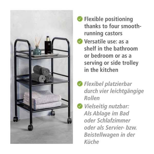 Černý kovový pojízdný regál 41x75 cm – Wenko-image-4