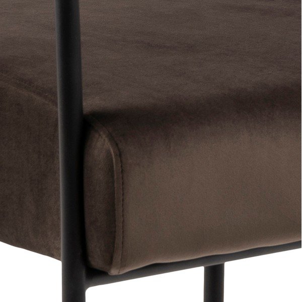Tmavě hnědé sametové křeslo Actona Cloe-image-3