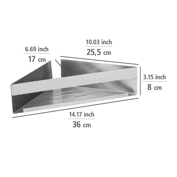 Rohová samodržící koupelnová polička z nerezové oceli v matně stříbrné barvě Genova – Wenko-image-2