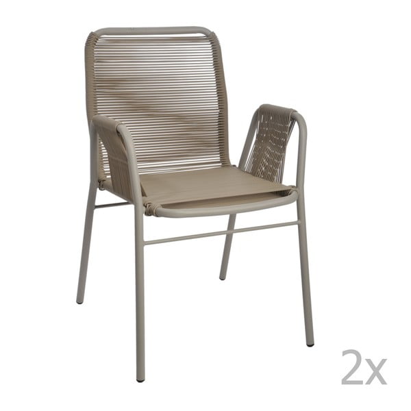 Sada 2 šedo-béžových židlí J-Line Elast