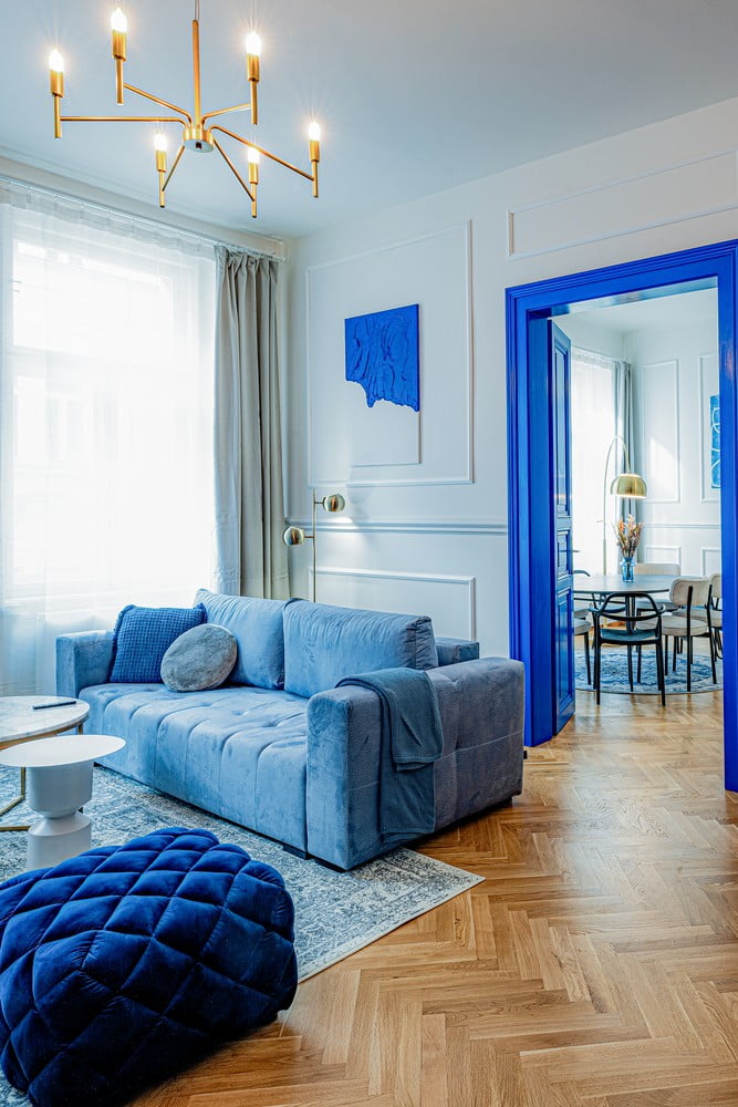 Inspirace: Glamour styl, Obývací pokoj, Textil