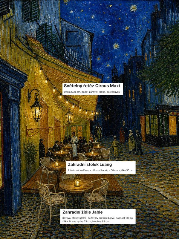Upgrade s novinkami ze sekce Zahrada<br><b>Terasa kavárny</b>, Vincent van Gogh vs TMBK 