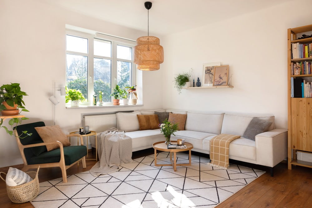 Inspirace: Obývací pokoj, Skandinávský styl, Textil