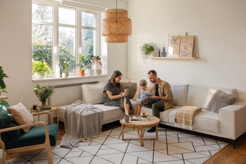 Inspirace: Obývací pokoj, Skandinávský styl, Textil