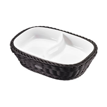 Bol servire din porțelan în coș negru saleen, 22,5 x 16,5 x 5,5 cm