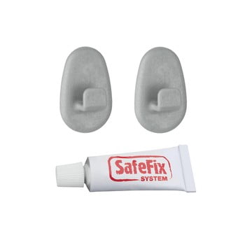 Set 2 cârlige și adeziv metaltex grey