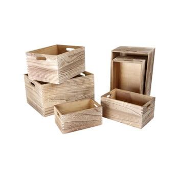 Set 6 cutii din lemn de depozitare legler wooden