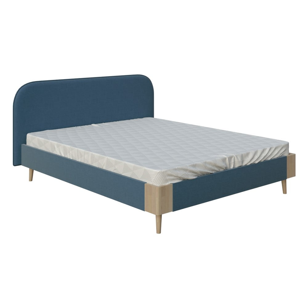 Modrá dvoulůžková postel ProSpánek Lagom Plain Soft, 160 x 200 cm