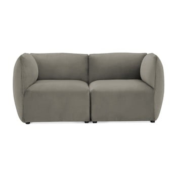 Canapea modulară cu 2 locuri vivonita velvet cube, gri