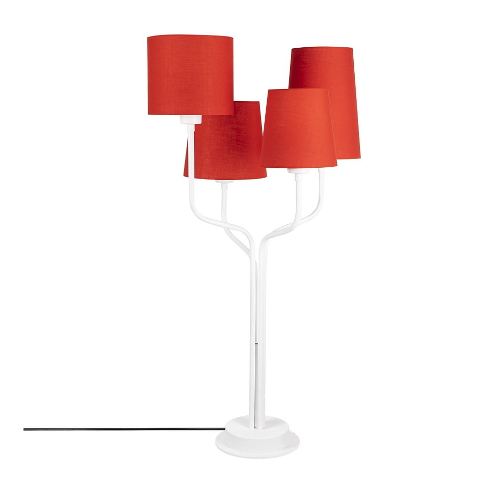 Bílá kovová stolní lampa s červenými stínidly Opviq lights Aposto
