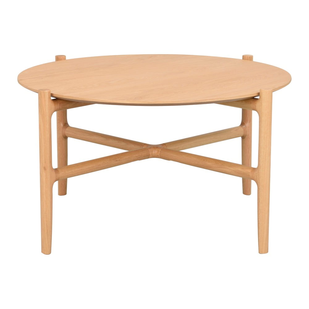Přírodní odkládací stolek z dubového dřeva Rowico Holton, ø 80 cm