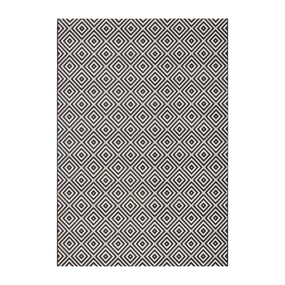 Černo-bílý venkovní koberec NORTHRUGS Karo, 140 x 200 cm