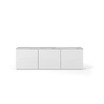 Masă tv cu blat alb în decor de marmură temahome join, 180 x 57 cm, alb