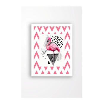 Tablou pe pânză în ramă albă tablo center flamingo pink, 29 x 24 cm