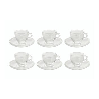 Set 6 cești cu farfurioară din sticlă villa d'este