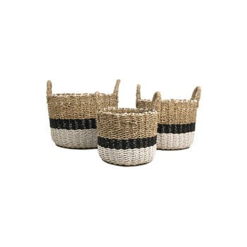 Set 3 coșuri depozitare HSM collection Raffia Natural White Duro