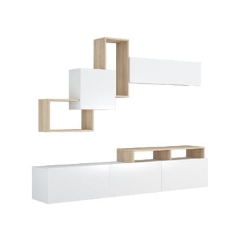 Set comodă tv și etajeră origami vanilla