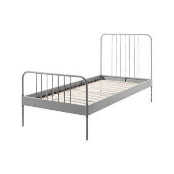 Pat metalic pentru copii vipack jack, 90 x 200 cm, gri