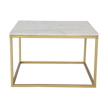 Măsuță de cafea rge accent, blat din marmură și structură în culoarea alamei, lățime 75 cm