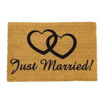 Covoraș intrare din fibre de cocos artsy doormats just married, 40 x 60 cm