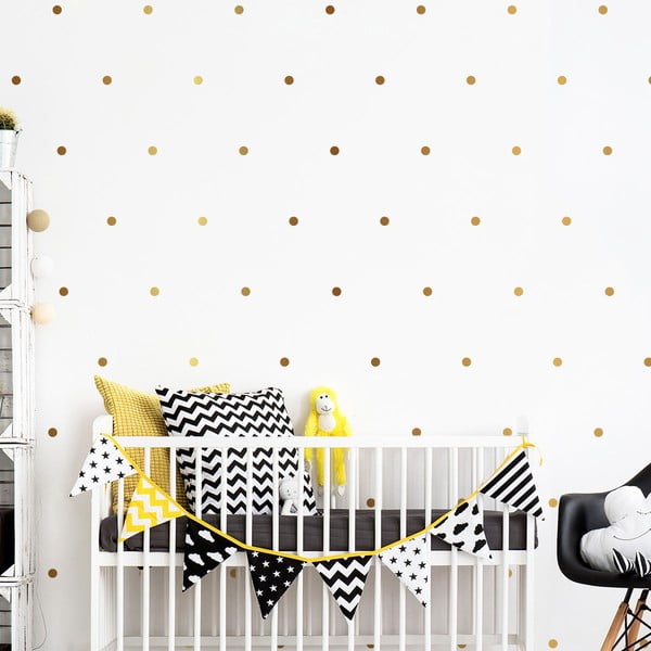 Sada 100 samolepek na zeď ve zlaté barvě Ambiance Golden Points