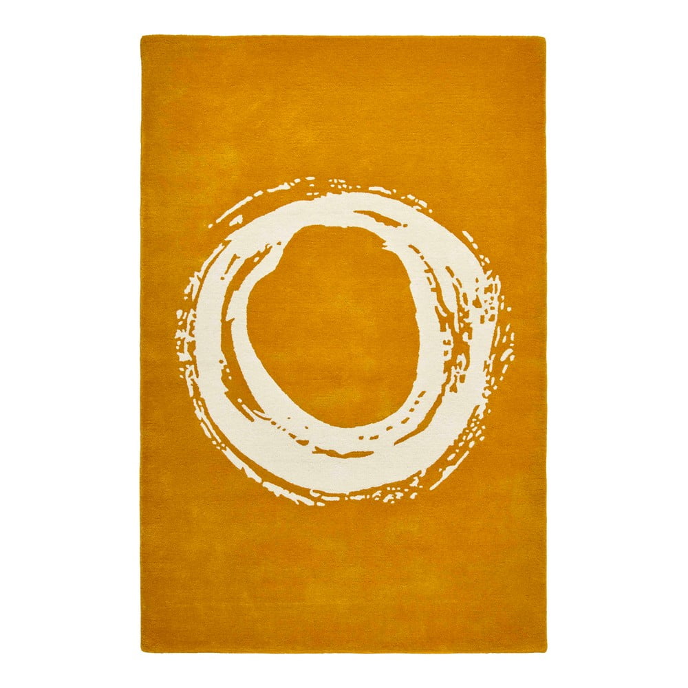 Hořčicově žlutý vlněný koberec Think Rugs Elements Circle, 120 x 170 cm