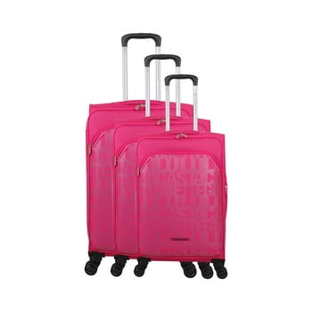 Set 3 trolere cu 4 roți lulucastagnette bellatrice, nuanță magenta