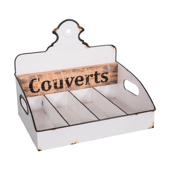Suport tacâmuri din metal antic line couverts, alb